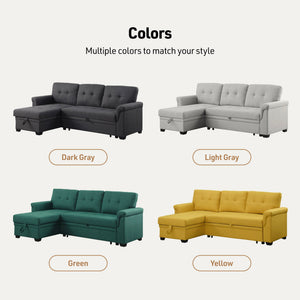 Convertible L-Shaped Sectional Sleeper Sofa with Storage Chaise