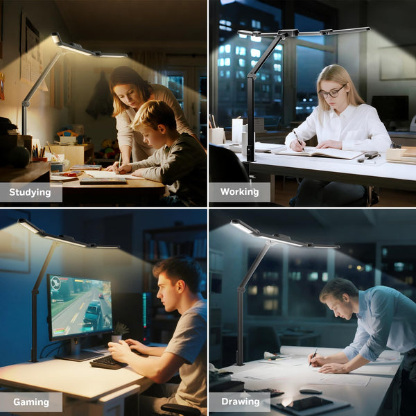 Wide Desk Lamp with Clamp for Dual Monitors