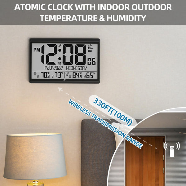 Atomic Wall Clock with Indoor Outdoor Temperature & Humidity Sensor