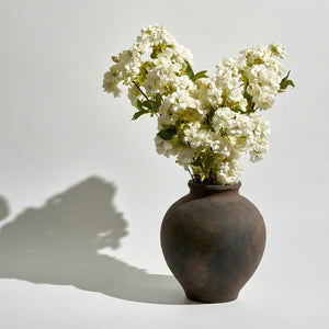 Brown Ceramic Oval Vase – Zen Farmhouse Decorative Flower Vase