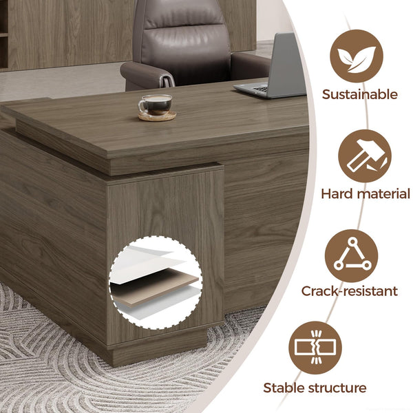 63" L-Shaped Executive Desk with Reversible Return