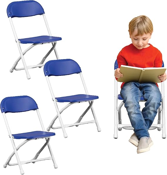 Kids Folding Plastic Chair with Steel Frame – Set of 4