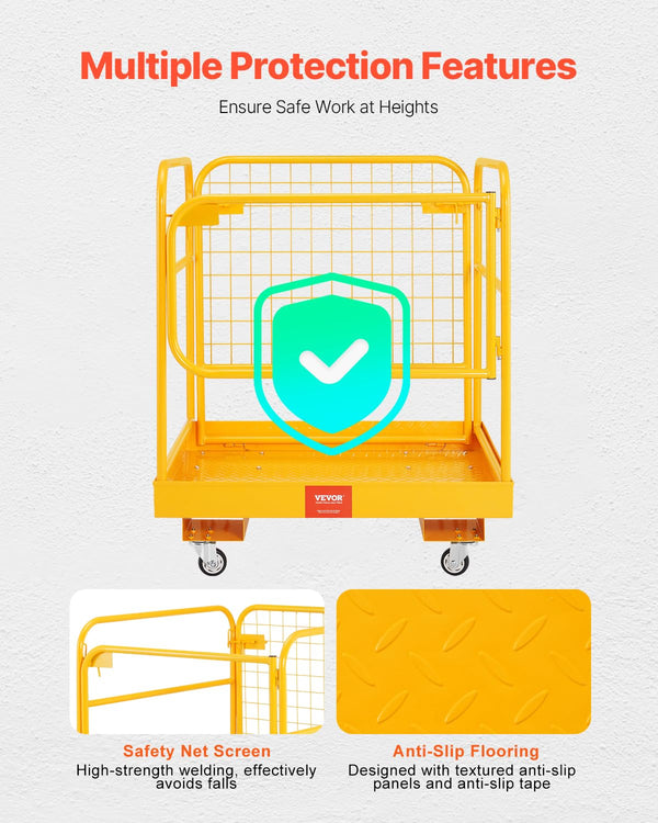 Collapsible Forklift Safety Cage Work Platform with Wheels