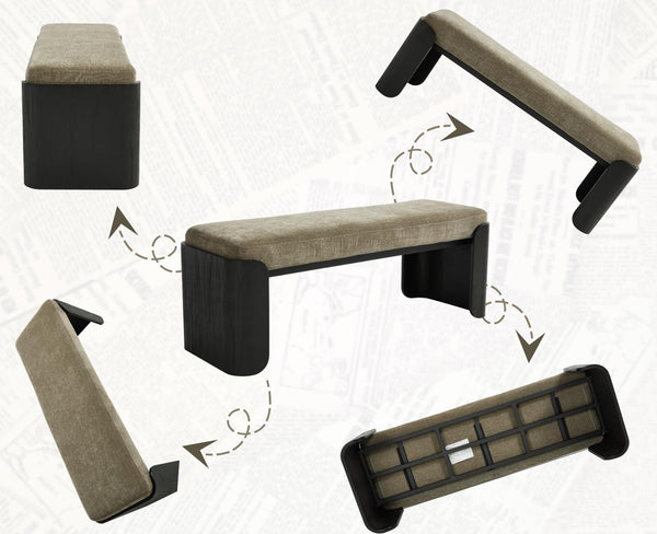 Upholstered Entryway & Bedroom Bench with Wood Legs