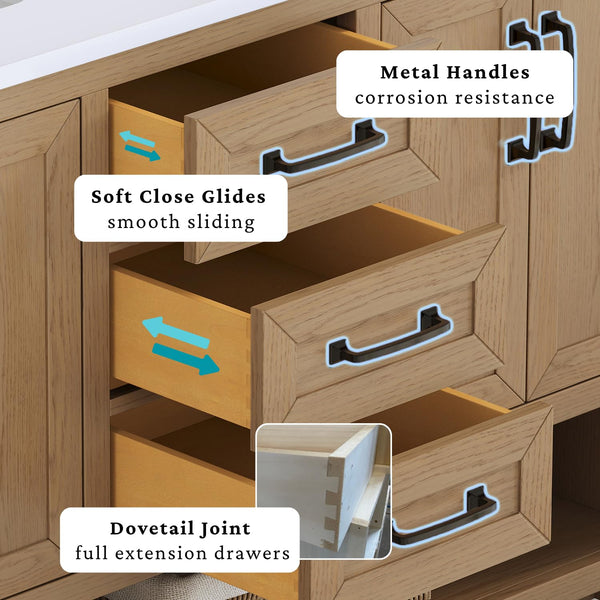 55" Double Bathroom Vanity with Ceramic Sinks