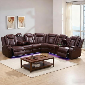 Power Reclining Sectional Sofa with LED & Wireless Charging