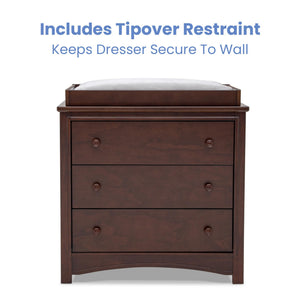 3-Drawer Dresser with Changing Top and Interlocking Drawers