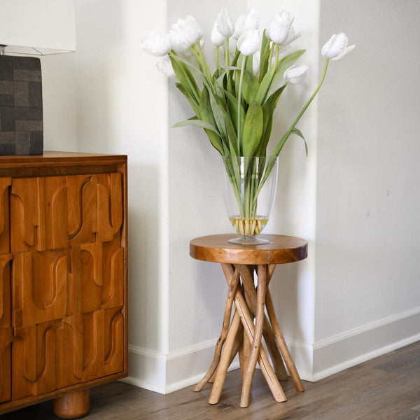Teak Wood Stick Leg End Table