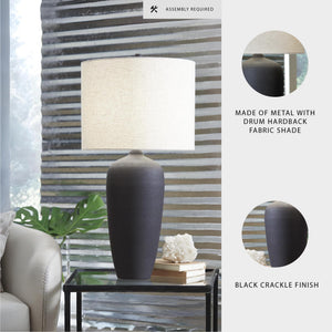 Modern Black Table Lamp with 3-Way Switch