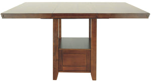 Counter Height Extension Dining Table with Shelf — Medium Brown