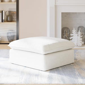 Beige Square Ottoman with Removable Cover