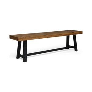 Outdoor Acacia Wood Bench – Sandblast Teak & Black