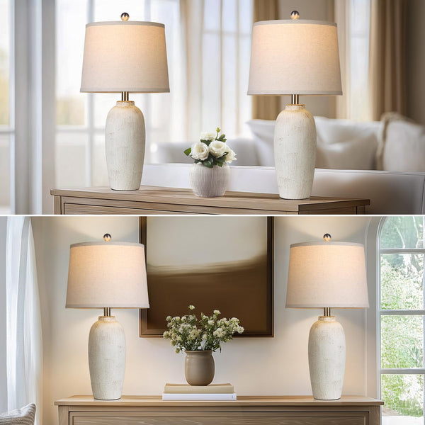25" Ceramic Jar Table Lamps Set of 2