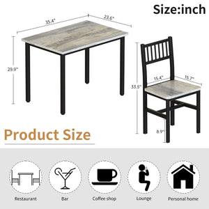 3-Piece Dining Table Set for 2 with Stools