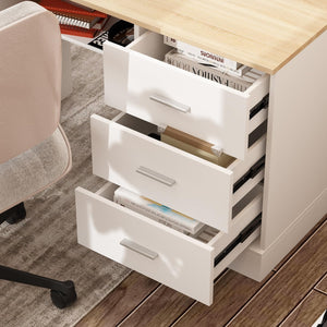 L-Shaped Electric Standing Desk with Drawers and Shelves, 63"