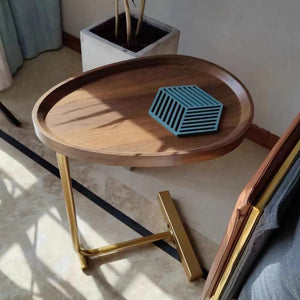 C Shaped Side Table | Metal & Wood | 24 Inch