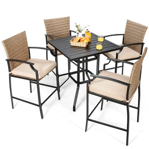 32-Inch Square Outdoor Steel Bar Table