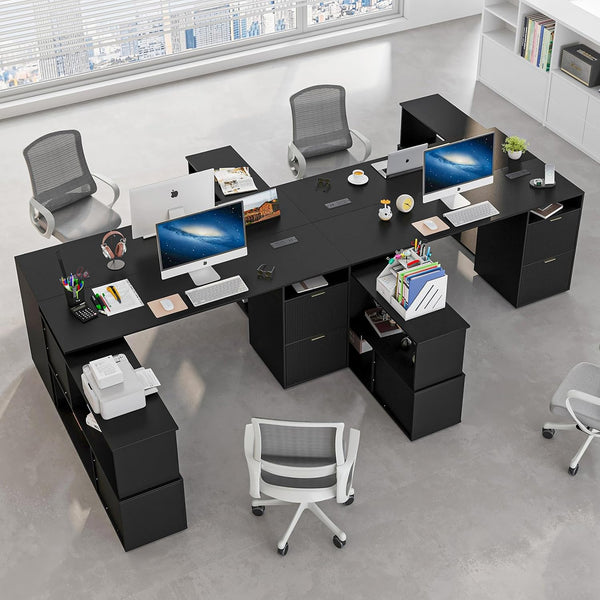L-Shaped Desk with Drawers & Power Outlet – 66 Inch Corner Computer Desk