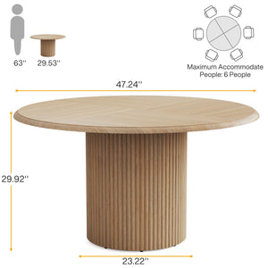 47" Round Dining Table with Metal Pedestal Base