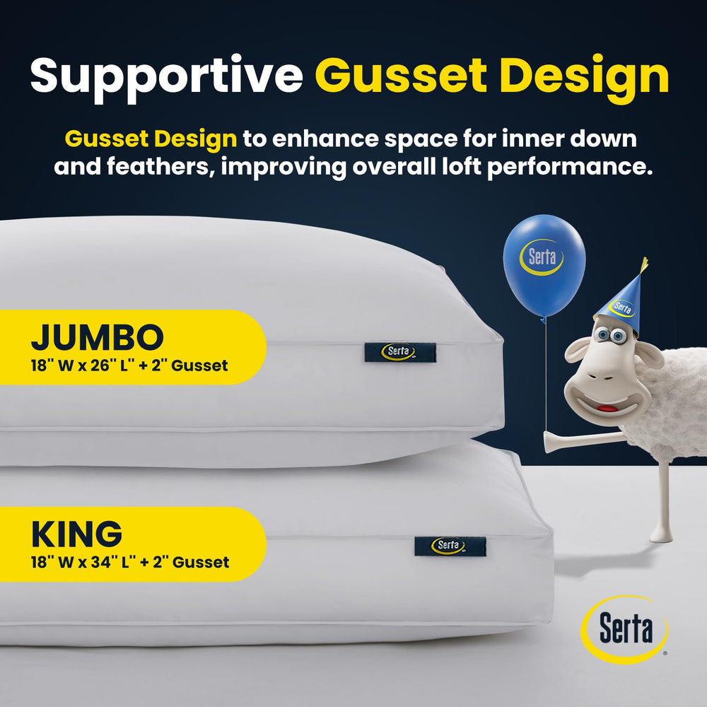 Goose Feather Down Bed Pillows – Set of 2