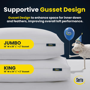 Goose Feather Down Bed Pillows – Set of 2