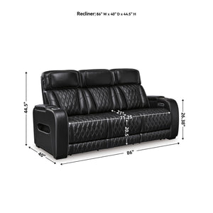 Power Reclining Sofa with Adjustable Headrest & LED Lighting
