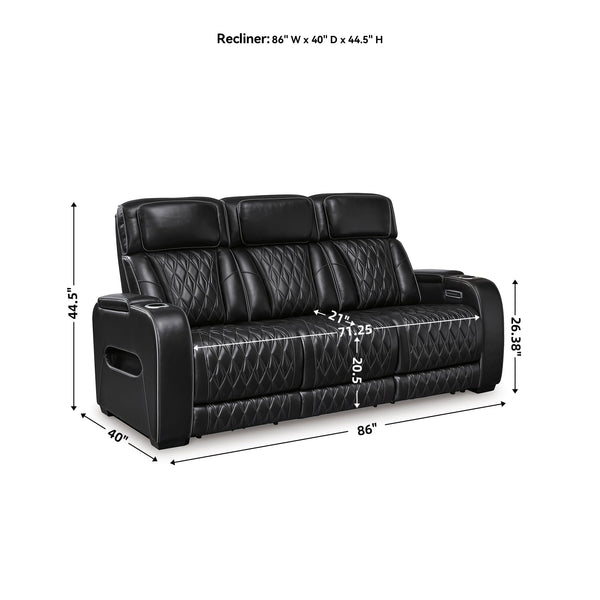 Power Reclining Sofa with Adjustable Headrest & LED Lighting