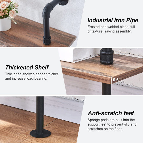 6-Tier Industrial Ladder Bookshelf with Metal Frame
