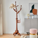 Freestanding Wood Coat Rack with 8 Hooks