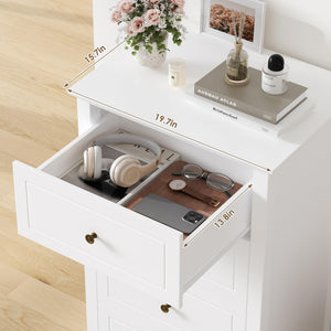 4-Drawer Wood Dresser with Metal Handles — White