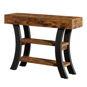 41" 3-Tier Curved Console Table with Storage Shelves