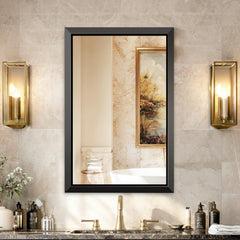 Rectangular Wall Mirror with Brushed Black Aluminum Frame