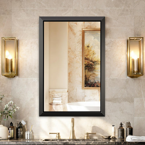 Rectangular Wall Mirror with Brushed Black Aluminum Frame