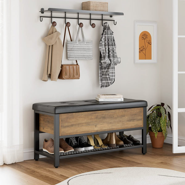 Storage Bench with Flip-Open Lid & Padded Seat