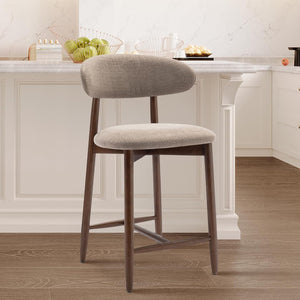 Upholstered Counter Height Bar Stools with Wood Legs
