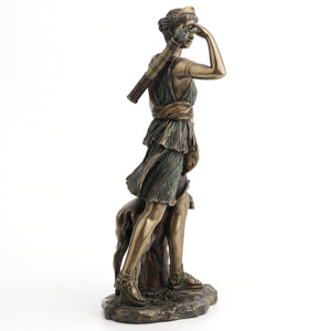 Artemis Greek Goddess Statue with Deer – Cold Cast Bronze Resin, 11 Inch