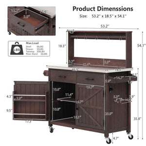 Outdoor Kitchen Island with High Shelf and Storage Cabinet