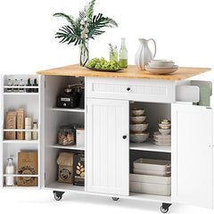 41.7" Kitchen Island with Drop Leaf, Storage Cabinet & Drawer