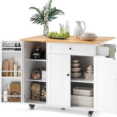 41.7" Kitchen Island with Drop Leaf, Storage Cabinet & Drawer