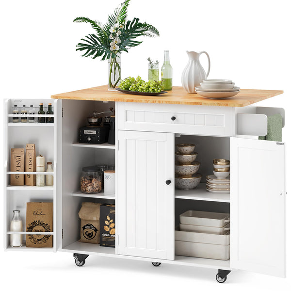 41.7" Kitchen Island with Drop Leaf, Storage Cabinet & Drawer