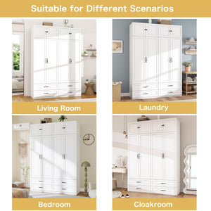 Tall Wardrobe Armoire with 4 Doors & 4 Drawers