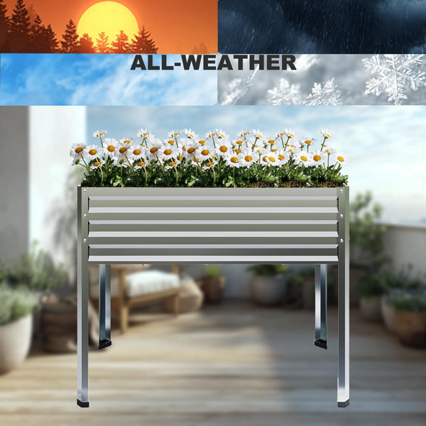 Galvanized Raised Garden Bed with Legs 48x18x31.5", Elevated Metal Planter Box, Set of 2