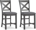 Counter Height Bar Stools Set of 2 – Upholstered Wood Frame