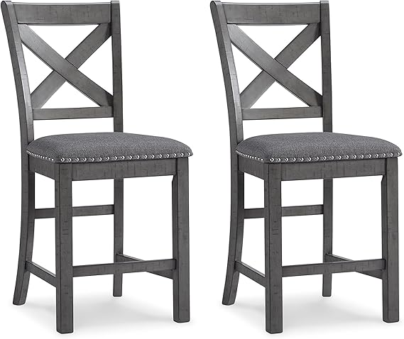 Counter Height Bar Stools Set of 2 – Upholstered Wood Frame
