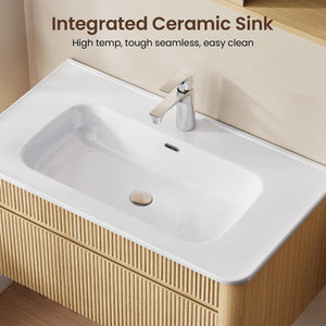 30" Wall-Mounted Bathroom Vanity with Ceramic Sink