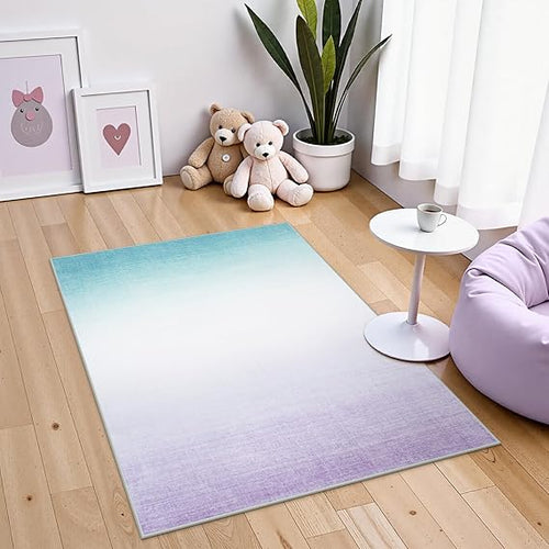 Purple Gradient Area Rug – Non-Slip Washable Indoor Rug