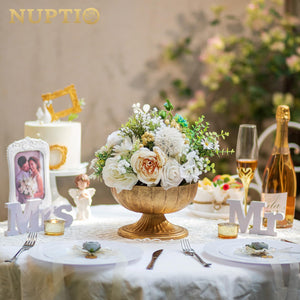 Gold Compote Vase for Centerpiece – Distressed Brass Pedestal Bowl