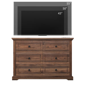 6-Drawer Dresser with Charging Station, 47" Wide – Dark Walnut