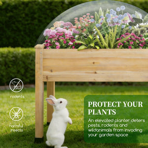 Wood Raised Garden Bed with Legs & Liner