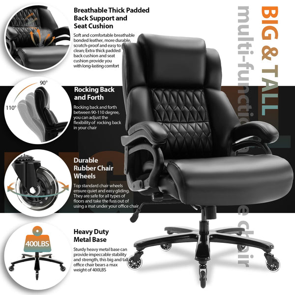 High Back Big & Tall Executive Office Chair – 400 lbs Capacity